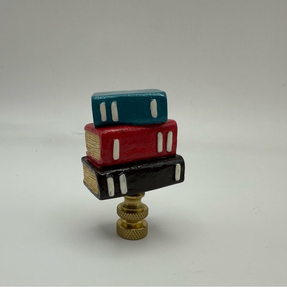 Patriot Lighting Other - Patriot Lighting Lamp Shade Decorative Finial Stack Of Books Topper Brass Base